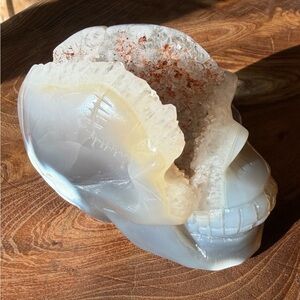 Rare Druzy Agate Crystal Skull – Natural Quartz Geode Skull